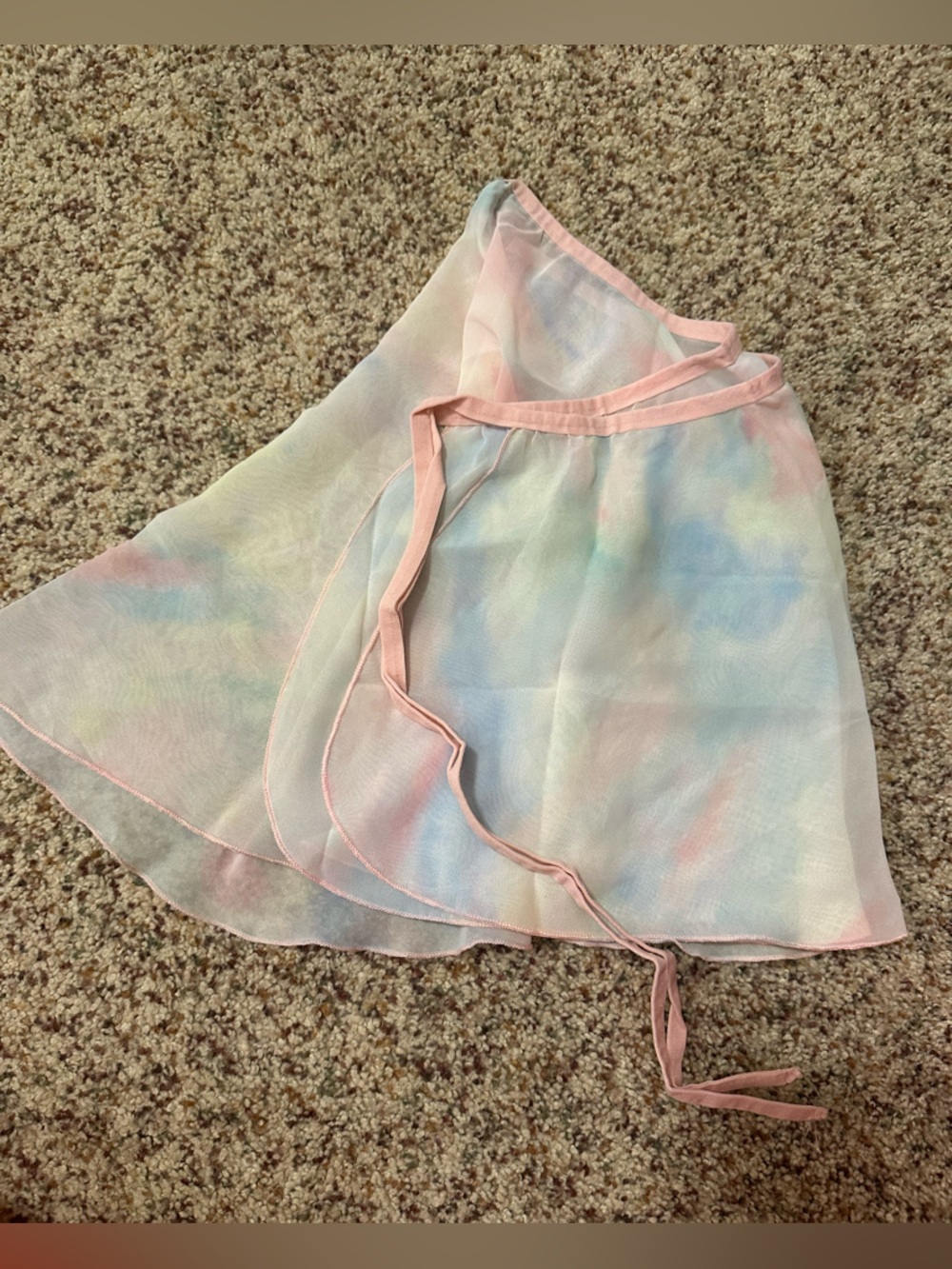 Sheer Pastel Tie-Dye Skirt with Pink Trim